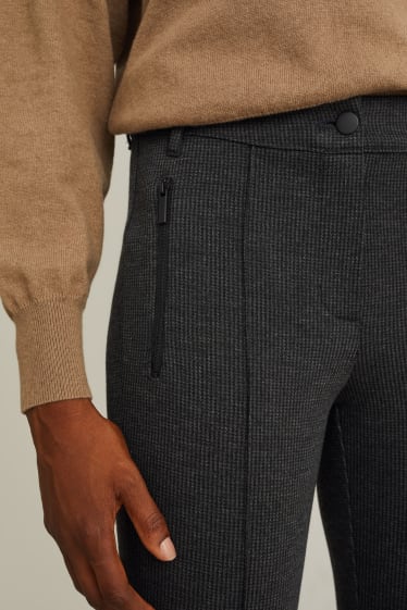 Femei - Pantaloni - talie medie - slim fit - în carouri - gri închis melanj