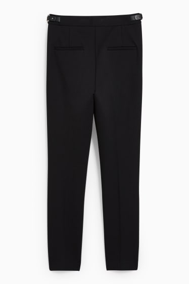 Femmes - Pantalon de toile - mid-waist - slim fit - noir