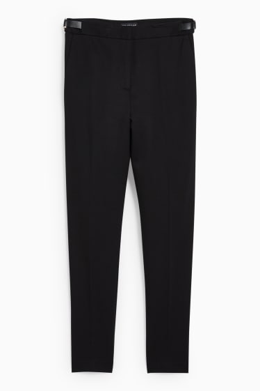 Dámské - Plátěné kalhoty - mid waist - slim fit - černá