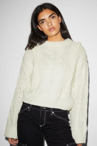 Women - CLOCKHOUSE - jumper - cable knit pattern - white