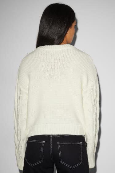 Women - CLOCKHOUSE - jumper - cable knit pattern - white