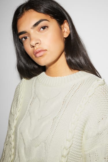 Women - CLOCKHOUSE - jumper - cable knit pattern - white