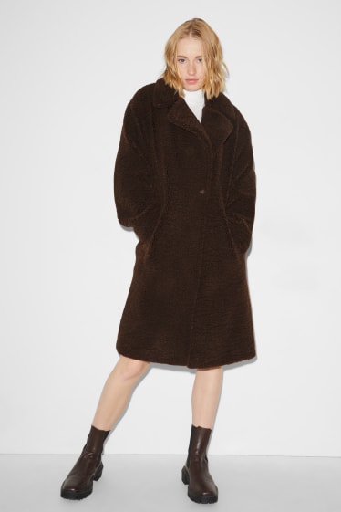 Teens & young adults - CLOCKHOUSE - teddy fur coat - dark brown