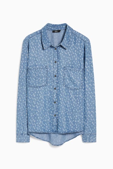 Women - Blouse - patterned - blue