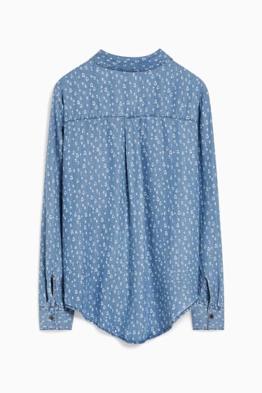 Women - Blouse - patterned - blue