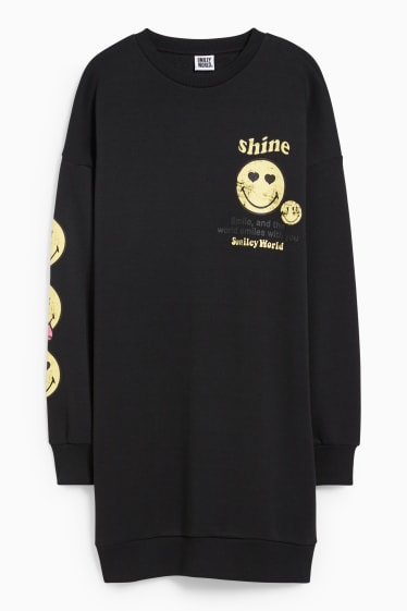 Teens & young adults - CLOCKHOUSE - sweatshirt dress - SmileyWorld® - black