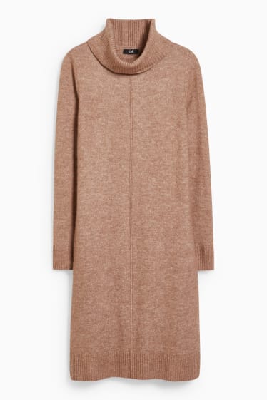 Women - Knitted dress - brown-melange