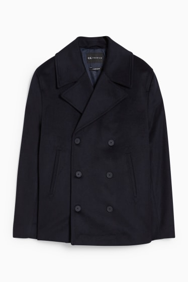 Men - Jacket - wool blend - added cashmere - dark blue