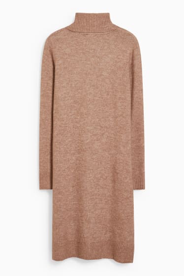 Women - Knitted dress - brown-melange