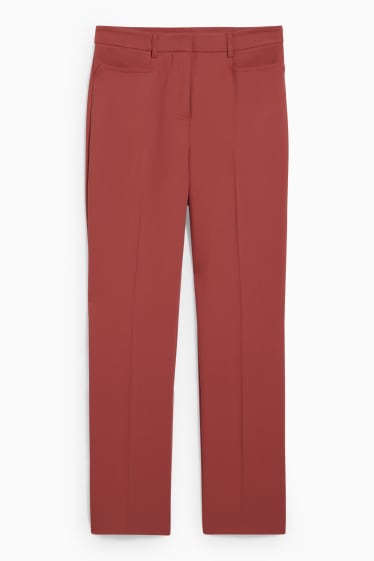 Femmes - Pantalon en toile - high waist - coupe droite - rouge