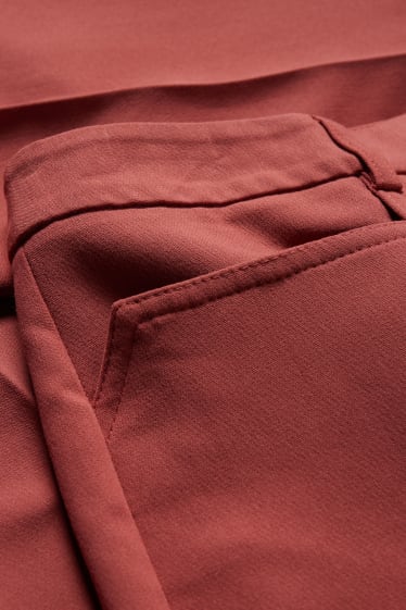 Femei - Pantaloni - talie înaltă - straight fit - roșu