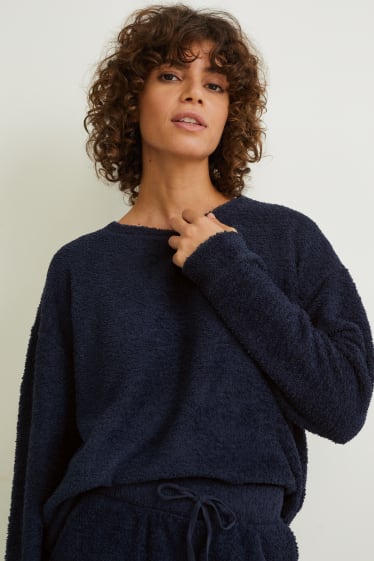 Donna - Maglia pigiama di pile - blu scuro