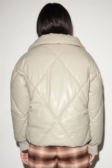 Women - CLOCKHOUSE - quilted jacket - faux leather - beige-melange