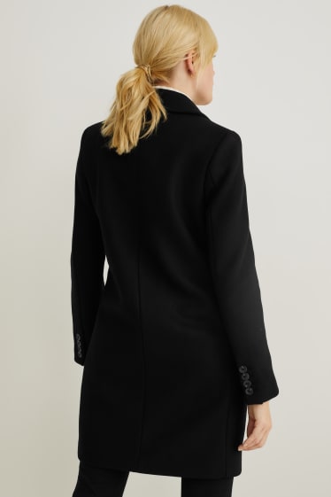 Femmes - Manteau avec épaulettes - laine mélangée - noir
