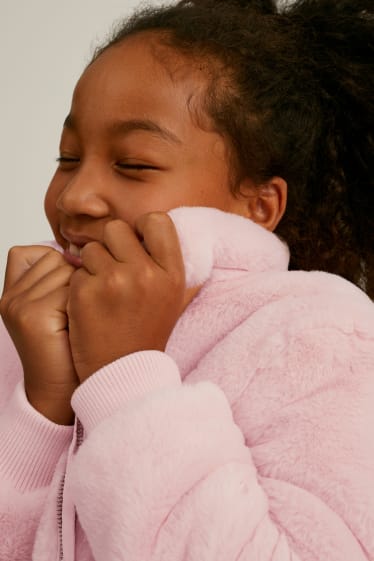 Kinder Mädchen - Kunstfell-Jacke - rosa