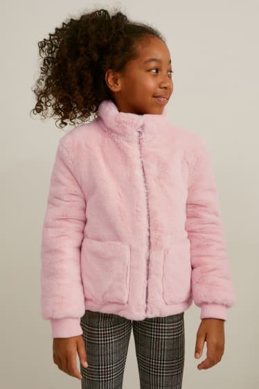 Kinder - Kunstfell-Jacke - rosa