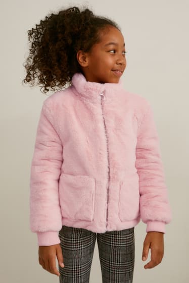 Kinder Mädchen - Kunstfell-Jacke - rosa