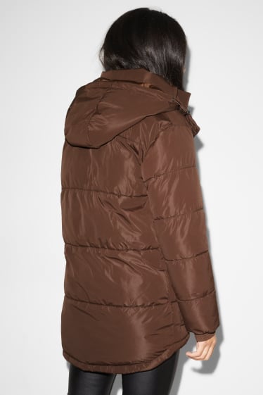 Dospívající a mladí - CLOCKHOUSE - prošívaná bunda s kapucí - tmavohnědá