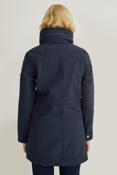 Dámské - Softshellová bunda s kapucí - tmavomodrá
