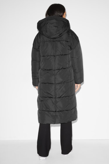 Dámské - CLOCKHOUSE - prošívaný kabát s kapucí - černá