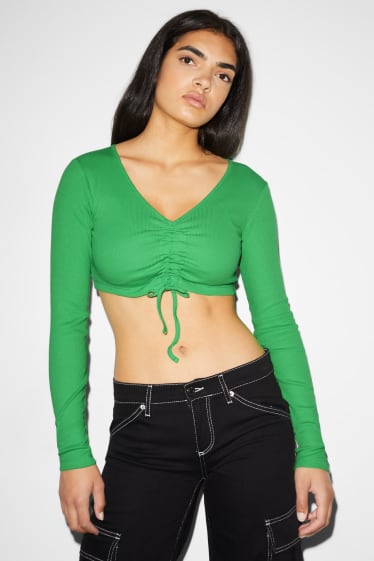 Tieners & jongvolwassenen - CLOCKHOUSE - crop longsleeve - groen