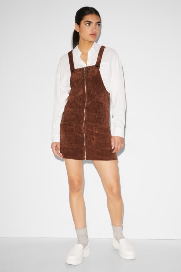 Dames - CLOCKHOUSE - corduroy jurk - bruin