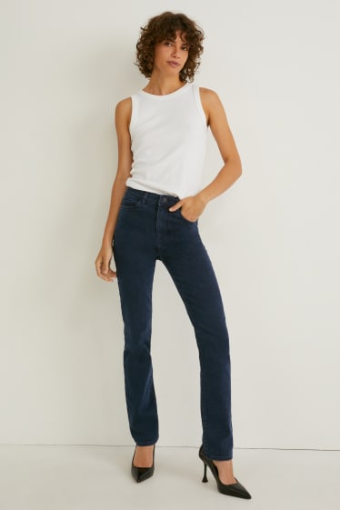 Kobiety - Straight jeans - wysoki stan - LYCRA® - dżins-ciemnoniebieski