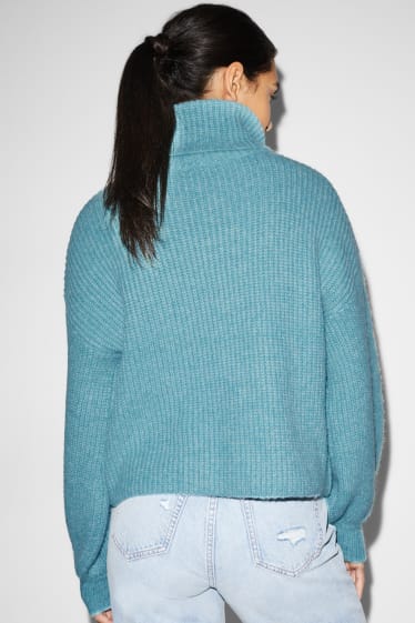 Women - CLOCKHOUSE - polo neck jumper - turquoise