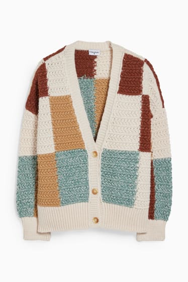 Dames - CLOCKHOUSE - gebreid vest - geruit - beige