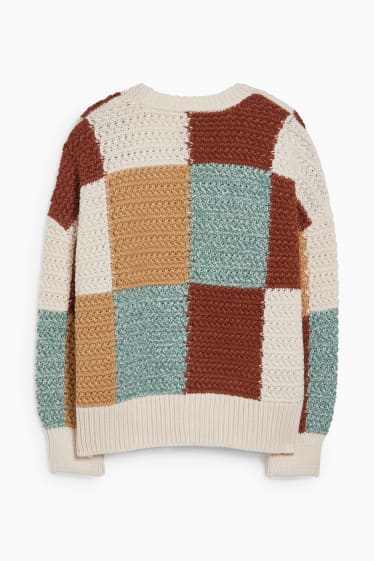 Dames - CLOCKHOUSE - gebreid vest - geruit - beige