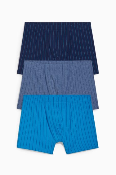 Hommes - Lot de 3 - boxers - LYCRA® - à rayures - bleu