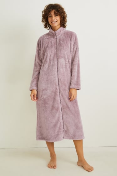 Women - Fleece bathrobe - light violet