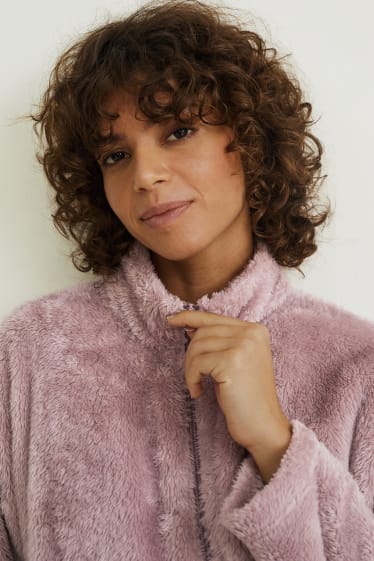 Women - Fleece bathrobe - light violet