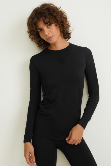 Damen - Thermo-Unterziehshirt - seamless - schwarz