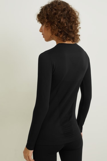 Dámské - Termo podvlékací triko - bezešvé - černá