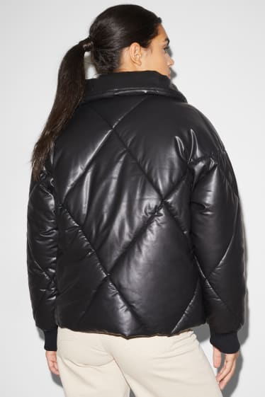 Women - CLOCKHOUSE - quilted jacket - faux leather - black