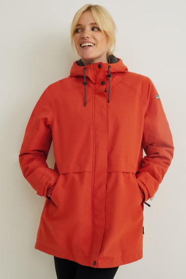 Women - Outdoor jacket with hood - dark orange