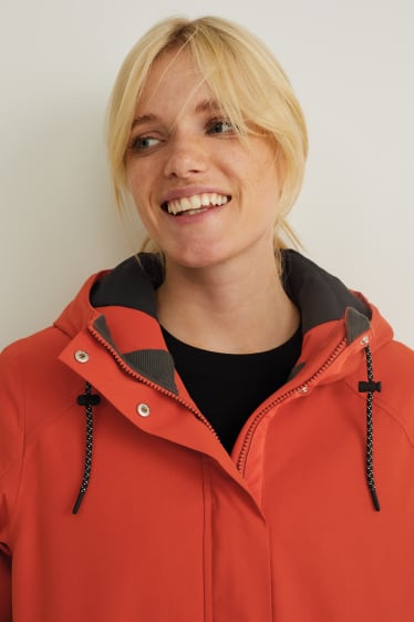 Women - Outdoor jacket with hood - dark orange