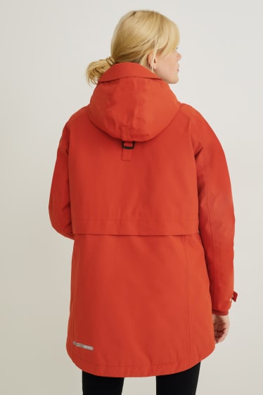 Dames - Functionele jas met capuchon - donker oranje