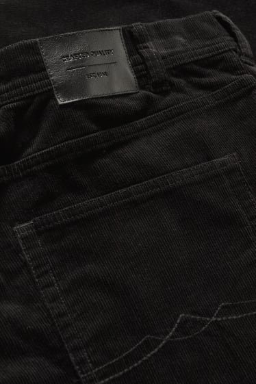 Hommes - Pantalon en velours côtelé - regular fit - LYCRA® - noir