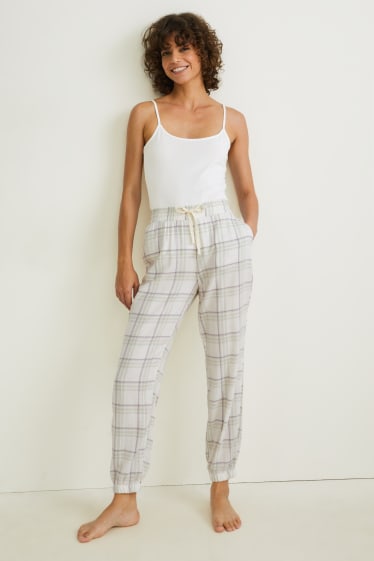 Women - Pyjama bottoms - check - beige