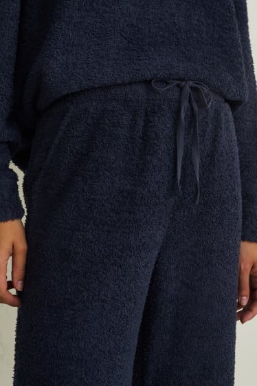 Dames - Pyjamabroek van fleece - donkerblauw
