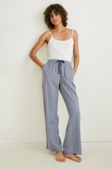 Donna - Pantaloni pigiama - a righe - blu