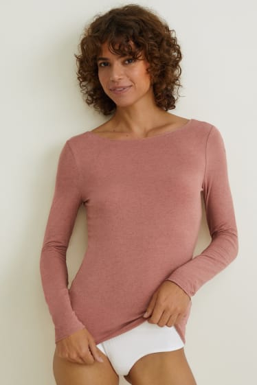 Mujer - Camiseta con mezcla de cachemir - rosa oscuro
