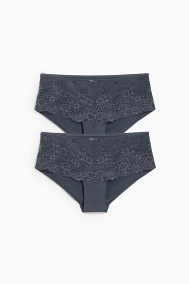 Dames - Set van 2 - hipster - donkergrijs