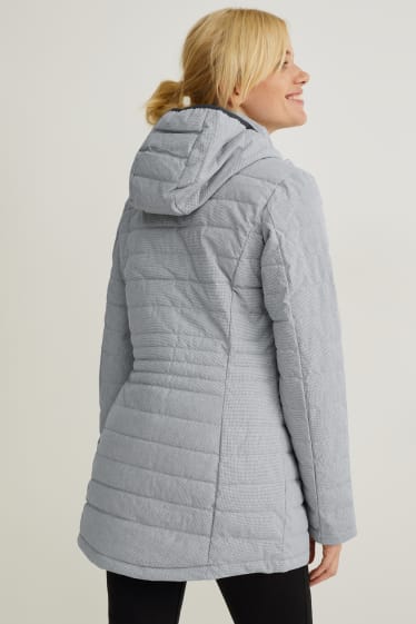 Women - Quilted jacket with hood - light gray