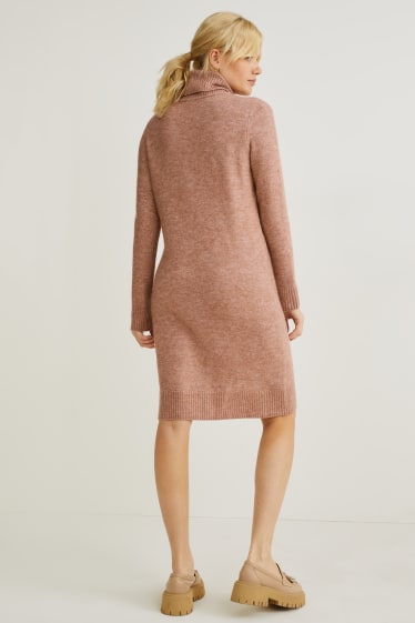 Women - Knitted dress - brown-melange