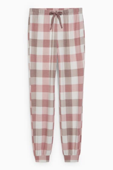 Women - Pyjama bottoms - check - white / rose