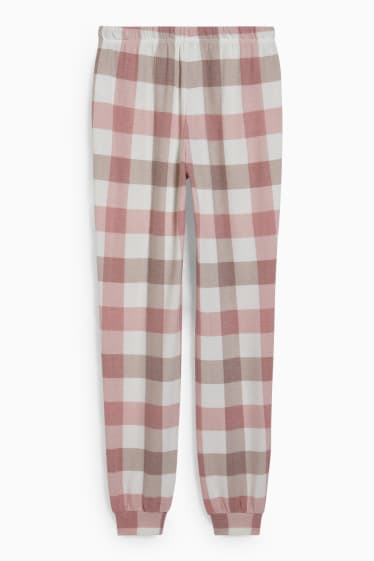 Women - Pyjama bottoms - check - white / rose