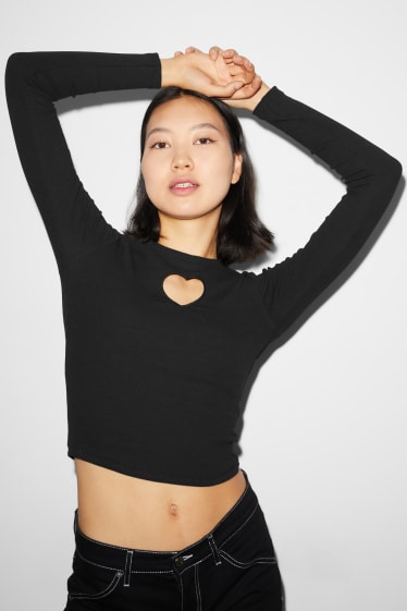 Teens & young adults - CLOCKHOUSE - cropped long sleeve top - black